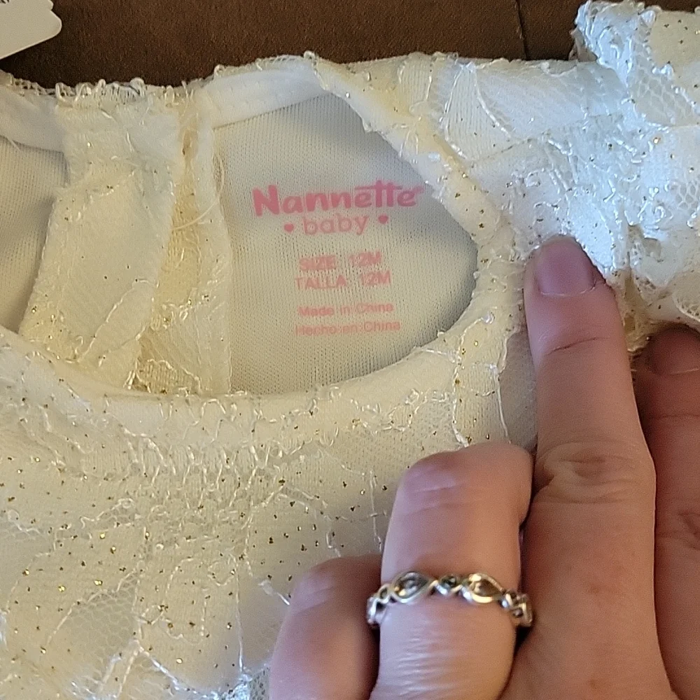 Nannette formal fancy rosette baby 12 month dress wedding baptism - Picture 5 of 9